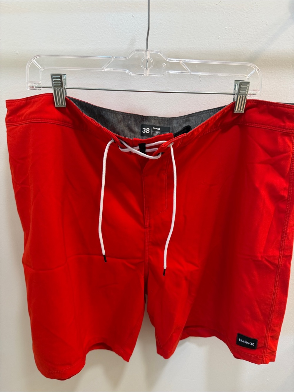 Hurley Red Men's Board Shorts with White Drawstring